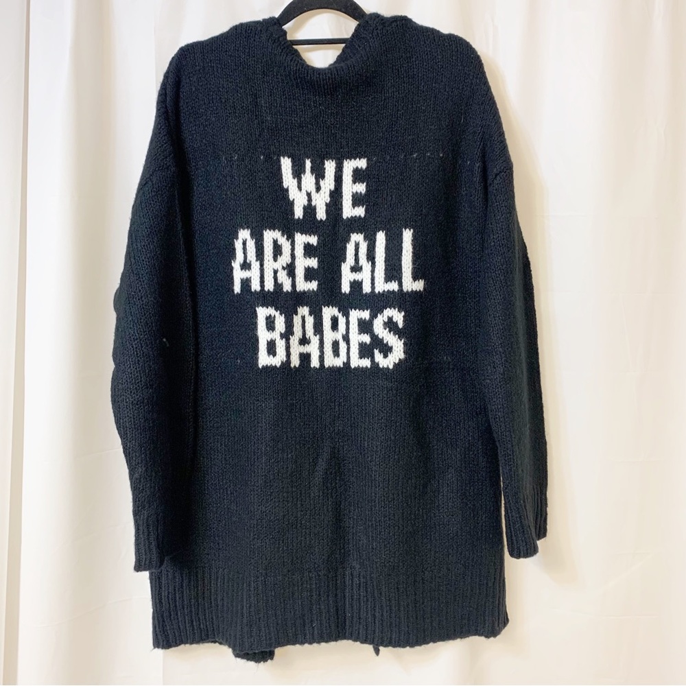 Brunette The Label “We Are All Babes” Black Cardigan M/L New With Tags